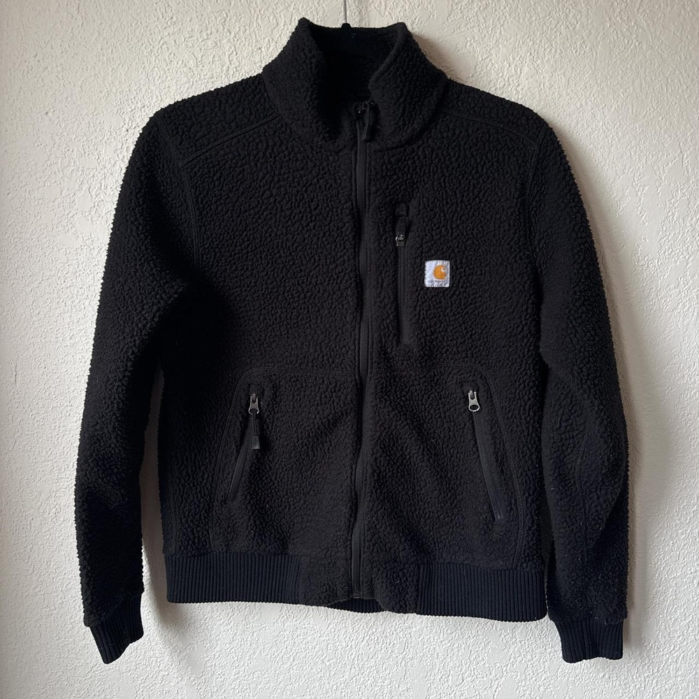 Carhartt Black Sherpa Fleece Jacket Full Zip Workwear Small 4/6